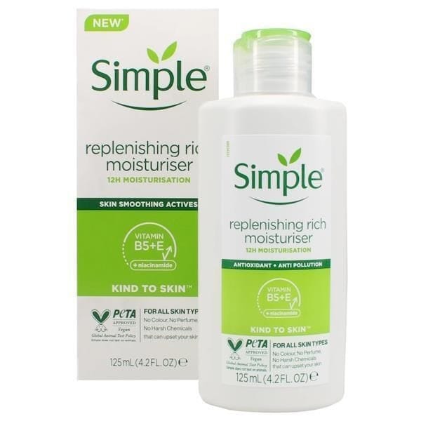Simple Replenishing Rich Moisturizer – 125ml Hydrating Face Cream for Sensitive Skin